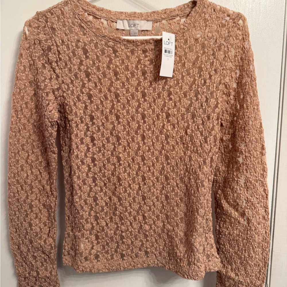 LOFT Blush Lace Knit Top